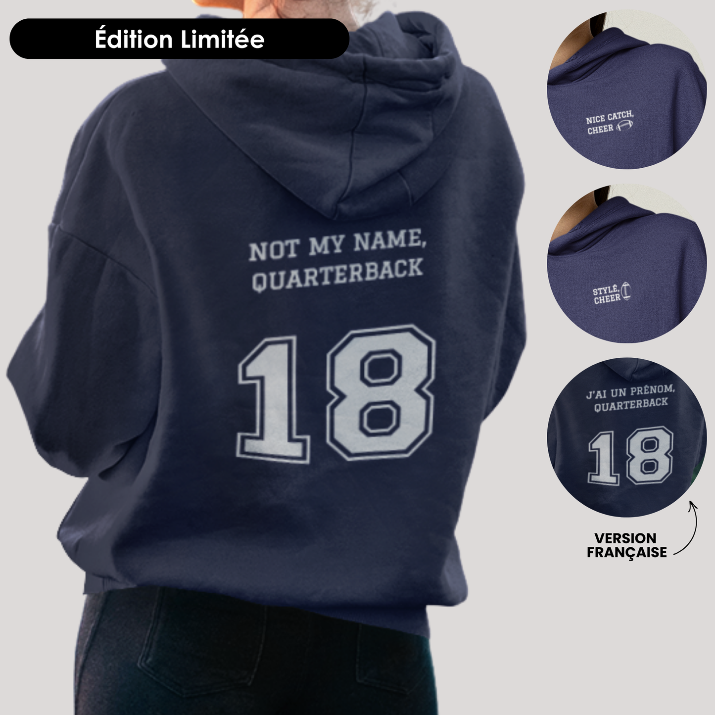 Sweat à capuche unisexe - "Quarterback"