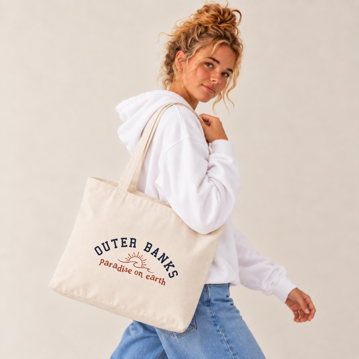 Baumwolltasche mit Reißverschluss Outer Banks – „Paradise on Earth“