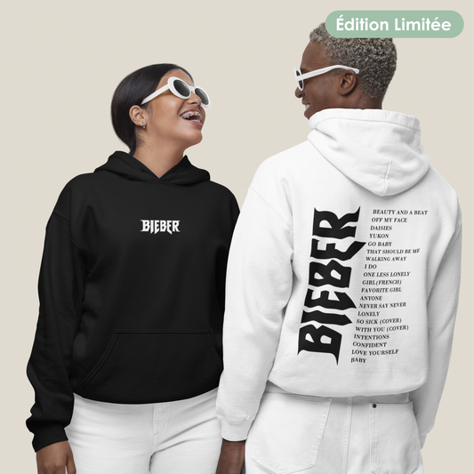 Sweat com Capuz Unissexo "BIEBER" – Playlist Personalizável