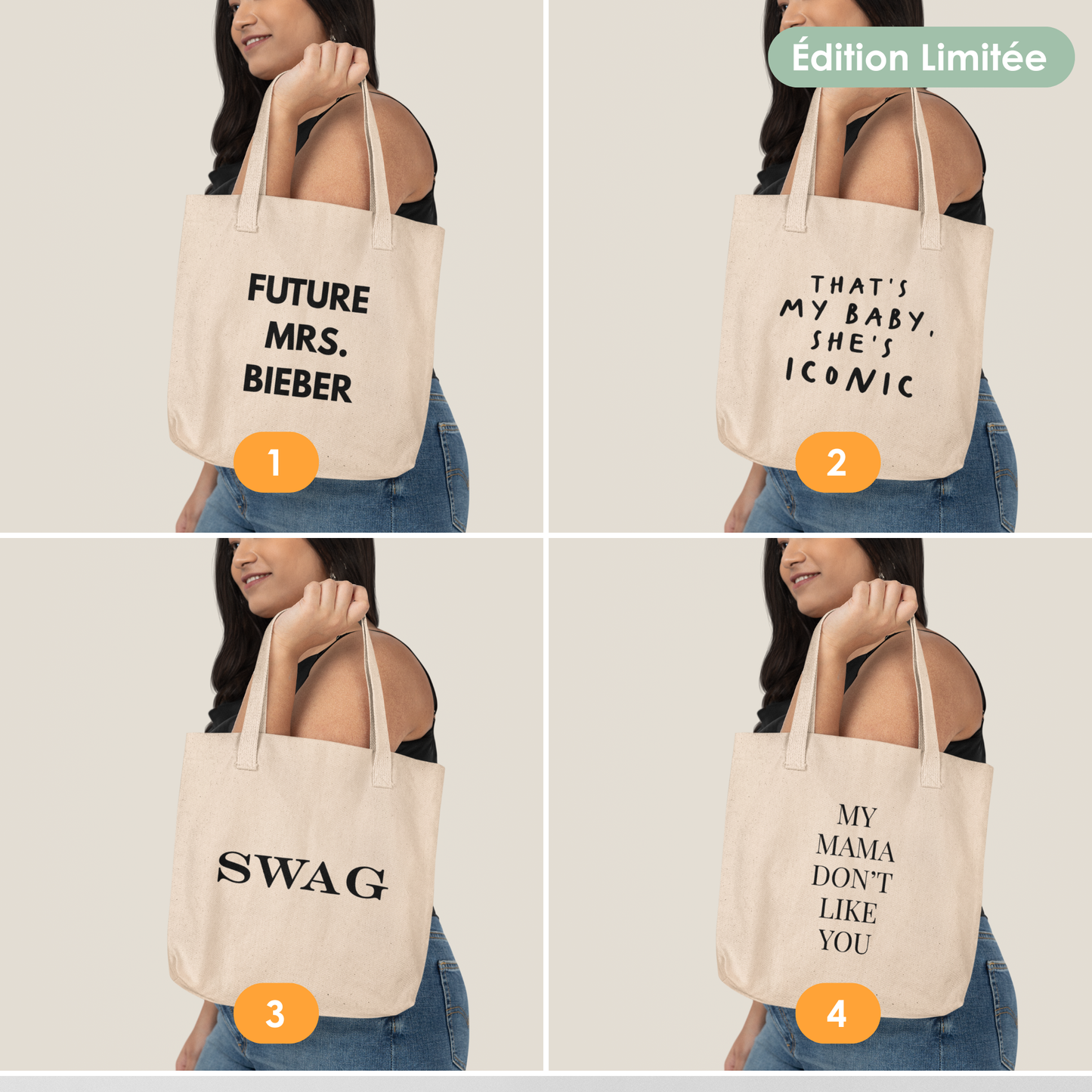 Borsa in cotone con cerniera "Justin Bieber" – Edizione Limitata